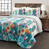 Southwest Vibrant Cactus Reversible Oversized Quilt 3Pc Set