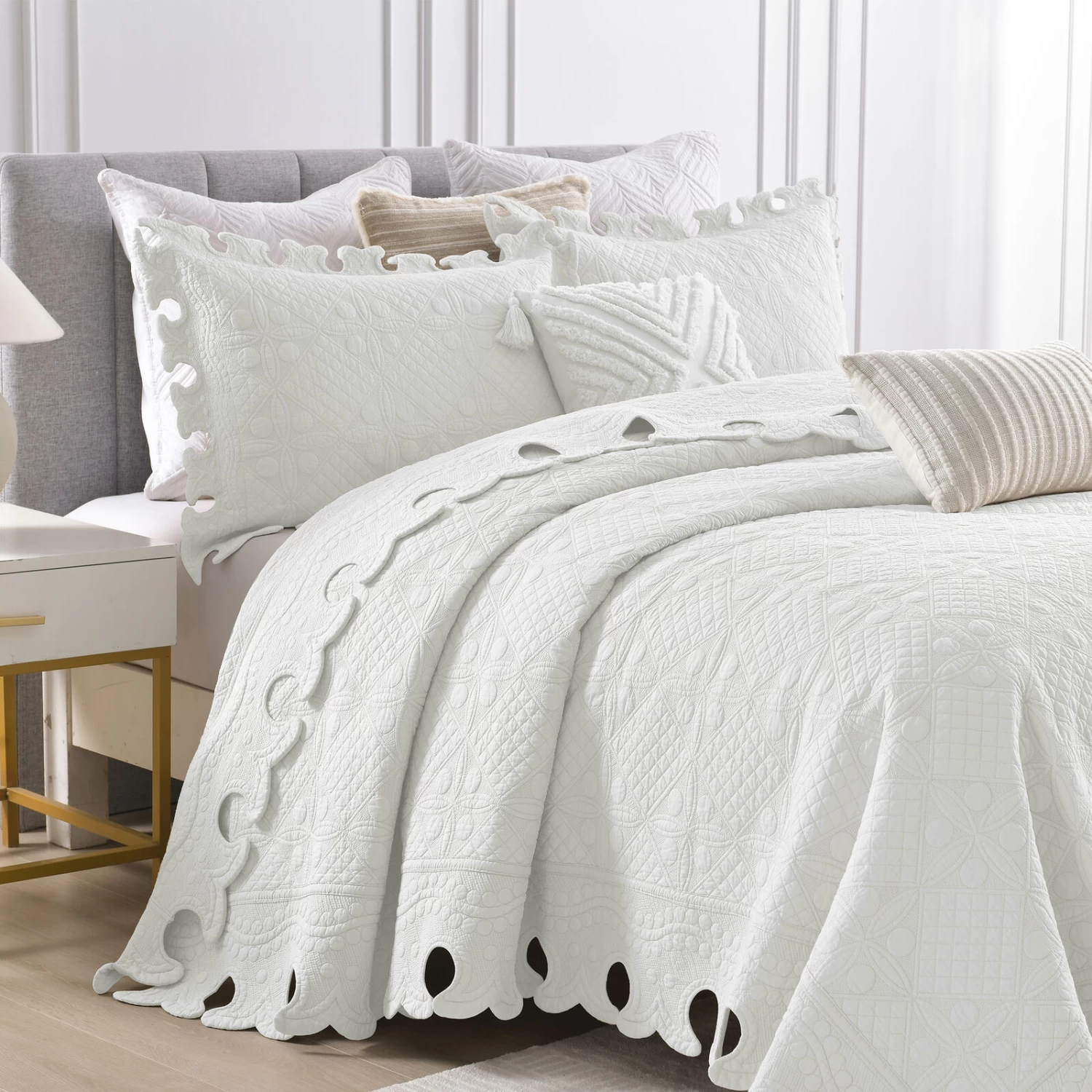 MarCielo 100% Cotton Oversized Bedspread Quilt Set Embroidery TW 6 MarCielo 100% Cotton Oversized Bedspread Quilt Set Embroidery TW - Image 4