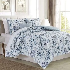 RT Designer's Collection 5 Piece Sonya Printed Complement To Any Bedroom Decor Comforter Set Queen Blue