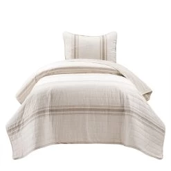 Farmhouse Stripe Reversible Cotton Quilt 3Pc Set