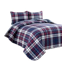 Grayson Farmhouse Plaid Reversible Quilt 3Pc Set