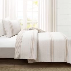 Farmhouse Stripe Reversible Cotton Quilt 3Pc Set -Fashion Bedding Store 3122cabad6b841b2b9278f64269e1a69