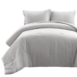 Haniya Solid Waffle Woven Cotton Textured Comforter 3-Pc Set
