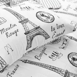 Paris Bonjour Reversible Cotton Quilt Black/White 3Pc Set King 15 Paris Bonjour Reversible Cotton Quilt Black/White 3Pc Set King -Fashion Bedding Store 3f0b77b29d214b0abf6378e571cb10ba
