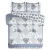 Legacy Decor 3 PCS Quilt Bedspread Coverlet Blue And White Floral Patchwork Design Microfiber King Size