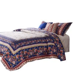 Loir 2 Piece Twin Quilt Set With Floral Print, Multicolor-Benzara -Fashion Bedding Store 546b302d2c954f188754d56bd745a36d