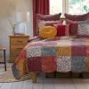 2 Piece Cotton Twin Size Quilt Set With Paisley Print, Multicolor-Benzara -Fashion Bedding Store 5ffcf0331b45447aaeb57d62c3782fa0