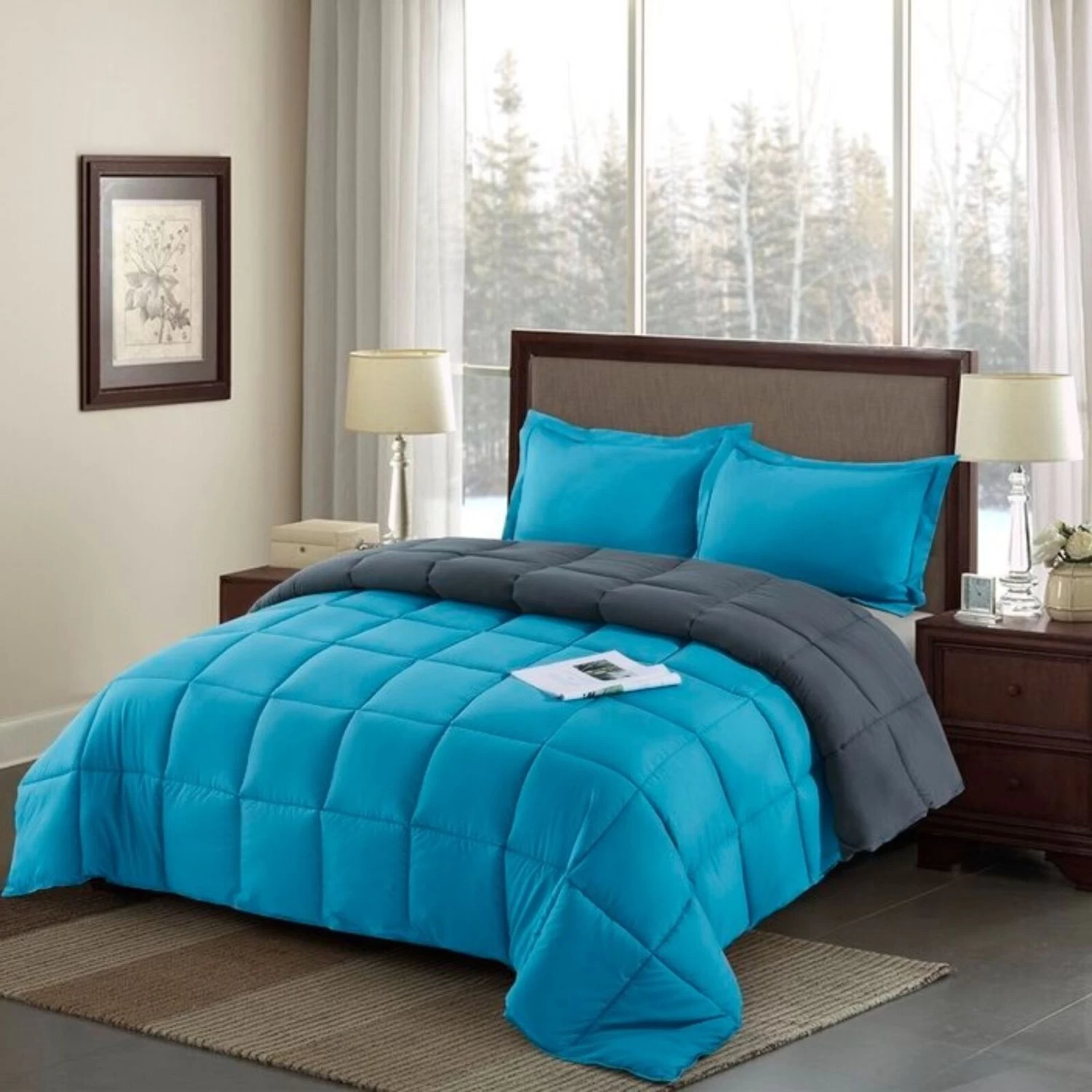 QuikFurn Traditional Microfiber Reversible 3 Piece Comforter Set 4 QuikFurn Traditional Microfiber Reversible 3 Piece Comforter Set - Image 2