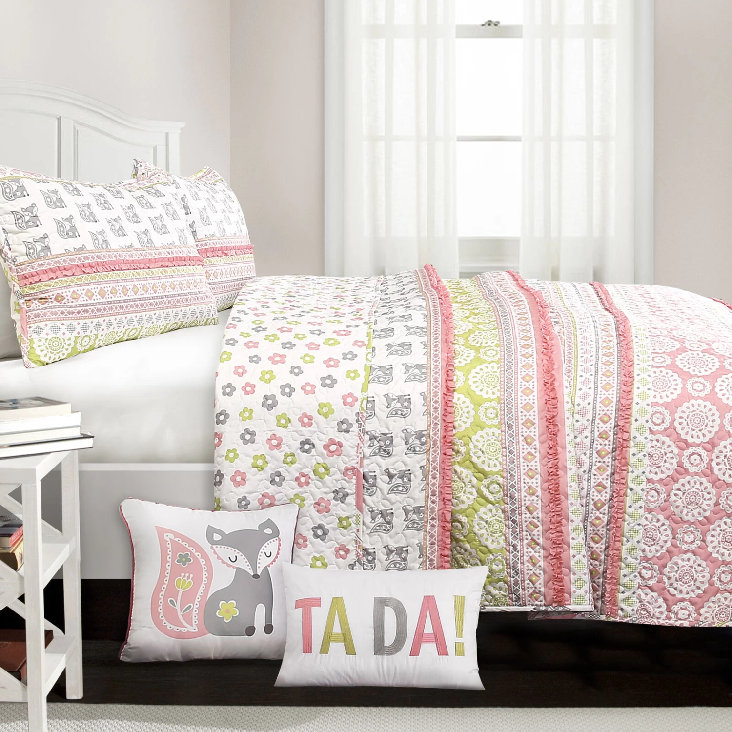 Fox Ruffle Stripe Quilt 5Pc Set 4 Fox Ruffle Stripe Quilt 5Pc Set - Image 2