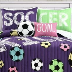 Girls Soccer Kick Quilt 5Pc Set -Fashion Bedding Store 73003a2e9a5a47c9ac80acb08a7445d1