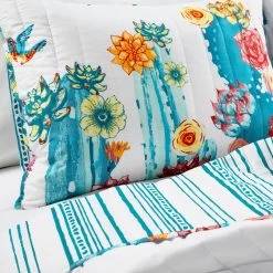 Southwest Vibrant Cactus Reversible Oversized Quilt 3Pc Set -Fashion Bedding Store 793366261ba64a6a9dbce76fcbb480b1