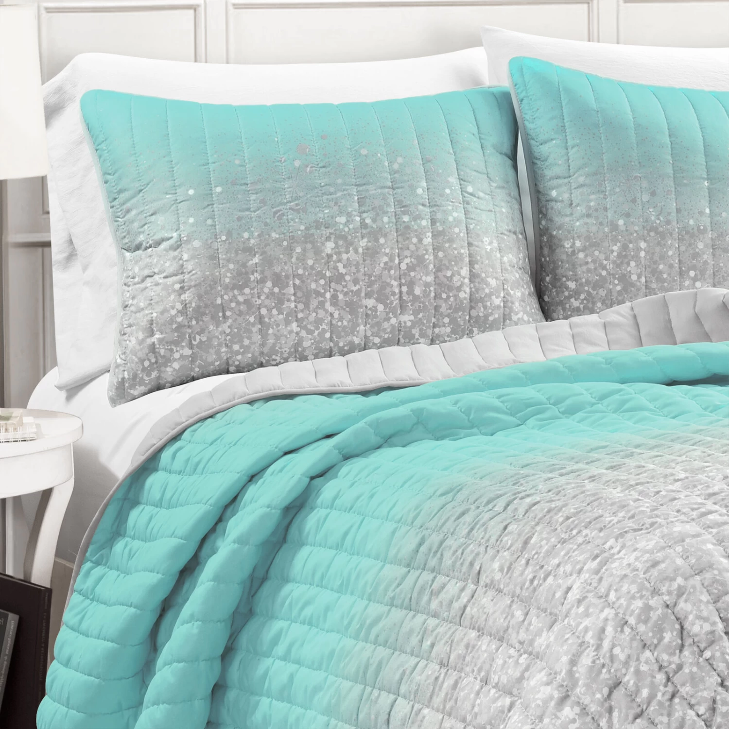 Glitter Ombre Metallic Print Quilt 5Pc Set 4 Glitter Ombre Metallic Print Quilt 5Pc Set - Image 2
