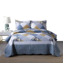 MarCielo 3 Piece Quilted Bedspread Quilt Set Lightweight Bedspread