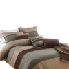 7 Piece King Polyester Comforter Set With Pleats And Texture, Gray And Brown-Benzara -Fashion Bedding Store 846530ca50d84123a842881203a503b2