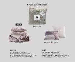 Bebejan Bloom Purple 100% Cotton 230 Thread Count 5-Piece Reversible Comforter Set. -Fashion Bedding Store 84b71578d5db4106baef94403be6fbf4