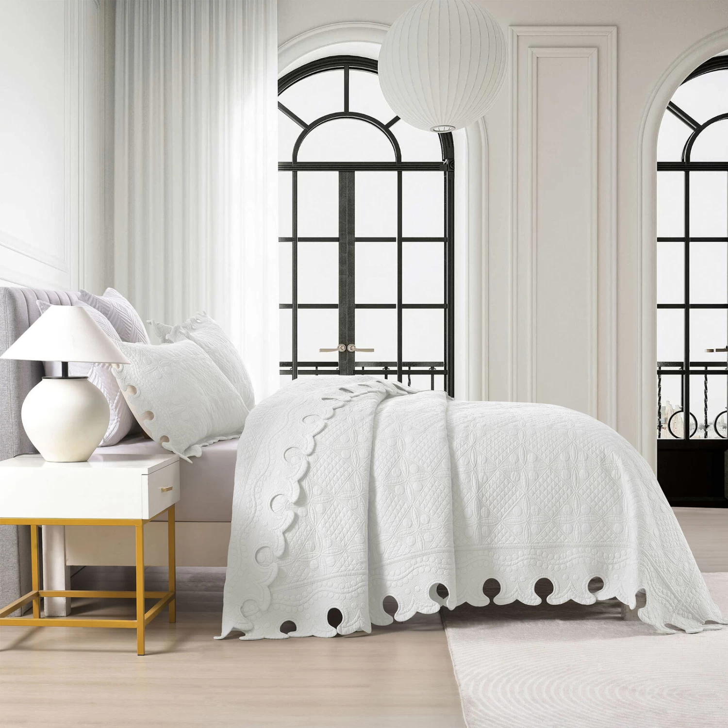 MarCielo 100% Cotton Oversized Bedspread Quilt Set Embroidery TW 4 MarCielo 100% Cotton Oversized Bedspread Quilt Set Embroidery TW - Image 2