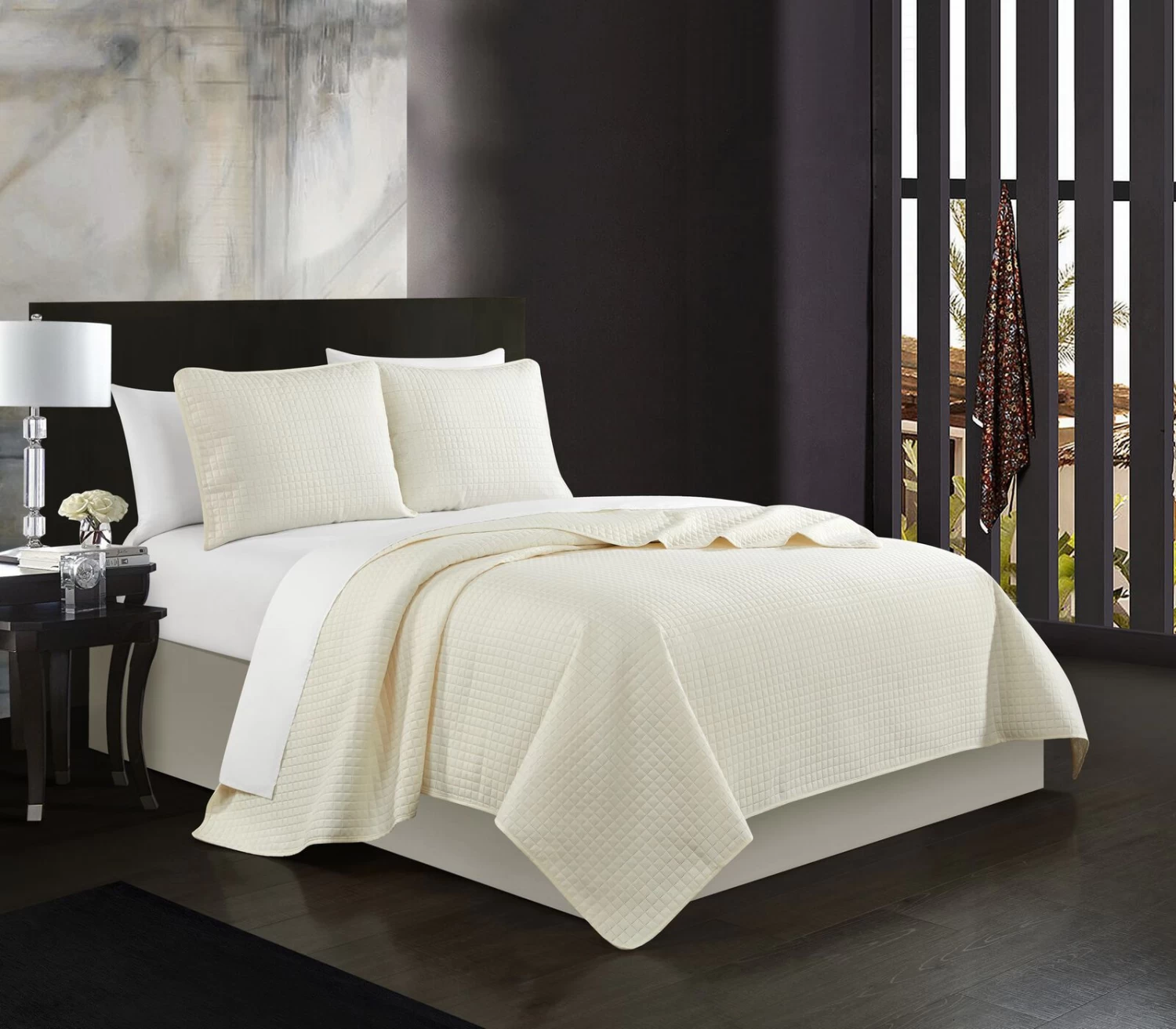 Chic Home Atasha Box Stitched Design Bedding Quilt Set 4 Chic Home Atasha Box Stitched Design Bedding Quilt Set - Image 2