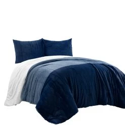 Farmhouse Color Block Ultra Soft Faux Fur All Season Kids Comforter 3-Pc Set