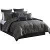 Pixie 10 Piece Polyester King Comforter Set, Damask Pattern, Charcoal Gray-Benzara -Fashion Bedding Store 91b24d16554d4600a4bfe39d6aa8a3cd