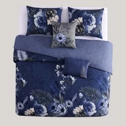 Bebejan Delphine Blue 100% Cotton 230 Thread Count 5-Piece Reversible Comforter Set. -Fashion Bedding Store 947b9a9b187049c9a06404be8b07694a