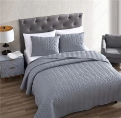 Birch 3 Piece King Quilt Set Gray