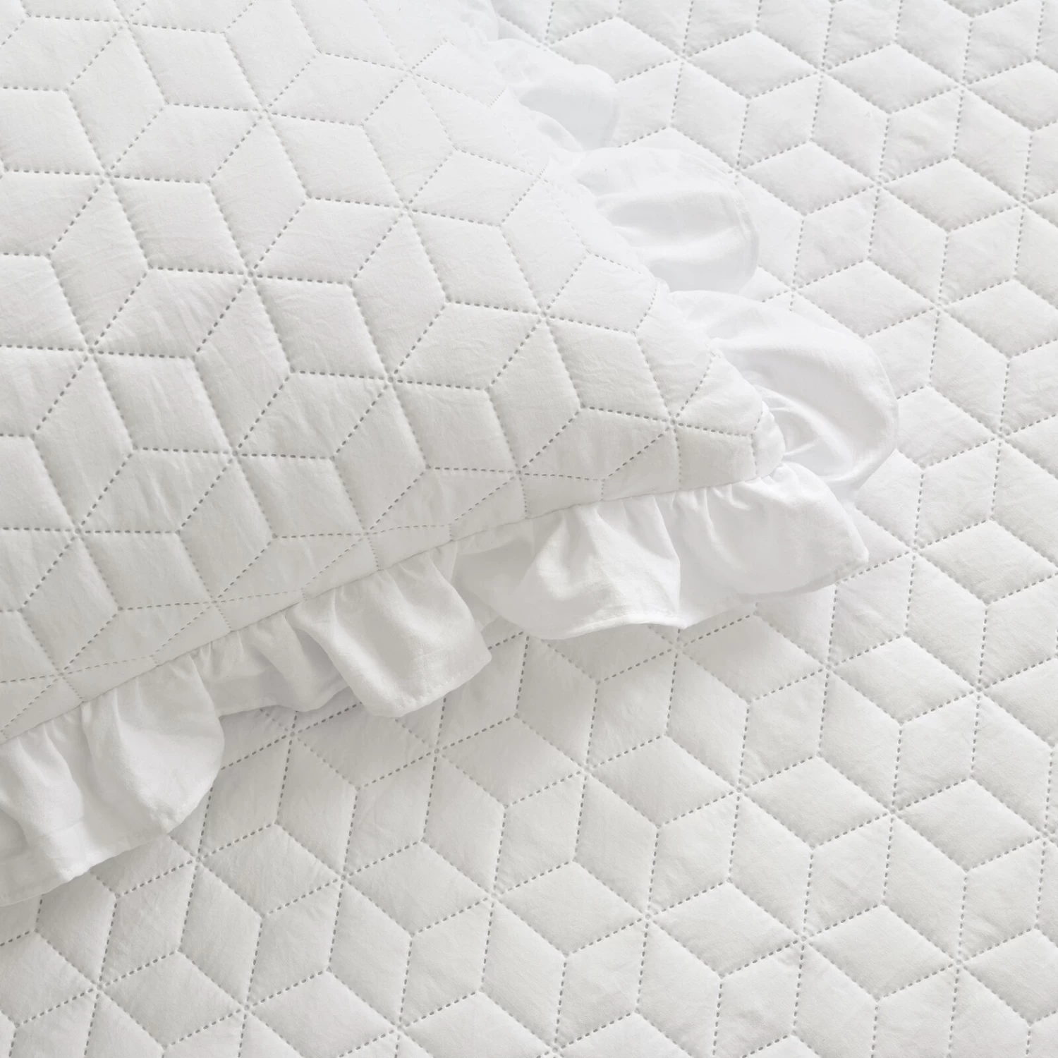 French Country Geo Ruffle Skirt Bedspread 3Pc Set 6 French Country Geo Ruffle Skirt Bedspread 3Pc Set - Image 4