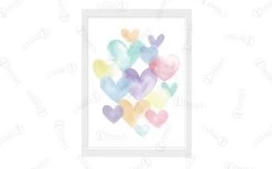 Watercolor Hearts Digital Artwork Download