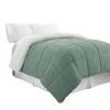 Veria Microfiber Queen Comforter With Stitched Block Pattern The Urban Port, Green-Benzara -Fashion Bedding Store a374a40ea9674be6b3f88c582b0752d6
