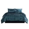 7 Piece King Comforter Set With Shimmering Appeal, Blue-Benzara
