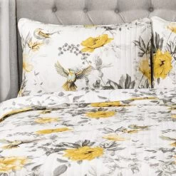 Penrose Floral Quilt Yellow/Gray 3Pc Set Full/Queen -Fashion Bedding Store b49421c0dedd49cbb3c8a4eccbdb3590