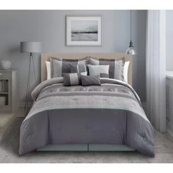 Chic Home 4385K17US Euphoria 12 Piece BedBag Embroidered Comforter Set With 4 Piece Sheet Set, King