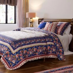 Loir 2 Piece Twin Quilt Set With Floral Print, Multicolor-Benzara -Fashion Bedding Store c6da63d32e404610a9963999d0542238