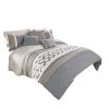 7 Piece Queen Polyester Comforter Set With Geometric Design, Blue And Gray-Benzara -Fashion Bedding Store d34e6c8089374044a60e8f06dd72c48a