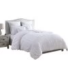 Hamburg 7 Piece Queen Size Comforter Set With Textured Details The Urban Port, White-Benzara -Fashion Bedding Store deb06d1d8a744422970d33edfde91cce