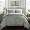 Chic Home Kaiah 3 Piece Comforter Set Contemporary Striped Ruched Ruffled Design Bedding - Decorative Pillow Shams Included