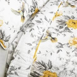 Penrose Floral Quilt Yellow/Gray 3Pc Set Full/Queen -Fashion Bedding Store e07774d100ea4faea7d4d062cd25f398