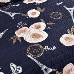 Vintage Paris Rose Butterfly Script Quilt 4Pc Set -Fashion Bedding Store e1b6fd5bc14a4453ab72aa817fcaf304