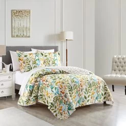 Chic Home Shea 2 Piece Quilt Set Reversible Hand Painted Floral Print Design Bedding Multi-color -Fashion Bedding Store eed8b695263d403a84bc3b62fd5ed273