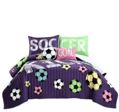 Girls Soccer Kick Quilt 5Pc Set